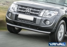 Защита переднего бампера d76 RIVAL Mitsubishi Pajero IV 2011-2014-  R.4002.010