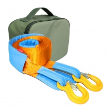 Ремень буксировочный эластичный 9 т 6 м серия "Стандарт" Крюк/Крюк + сумка(олива) T-plus T009212