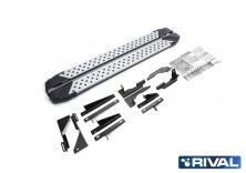 Порог-площадка "Bmw-Style" D193AL + комплект крепежа RIVAL Nissan Pathfinder 2014-2017  D193AL.4107.1