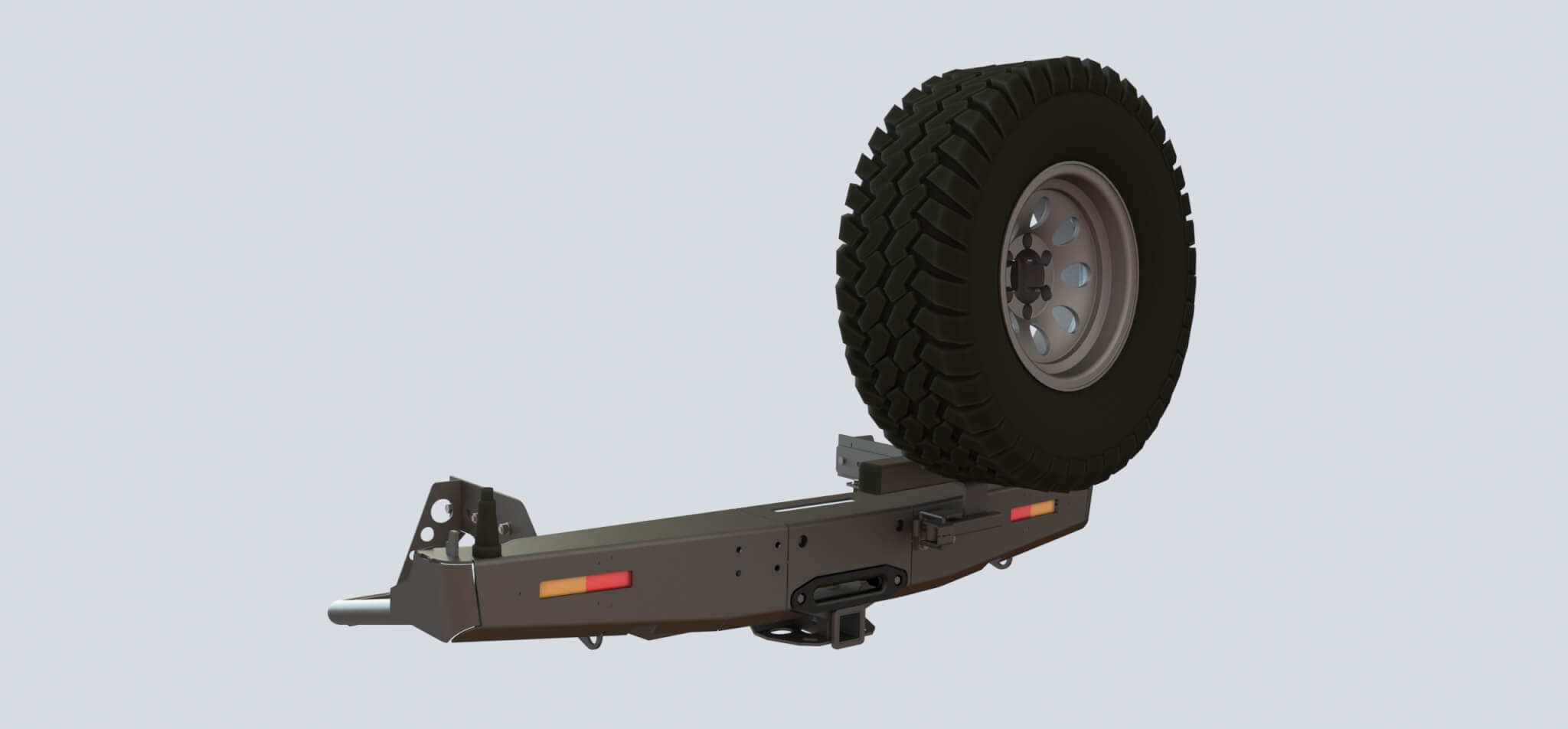 Задний силовой бампер Toyota Hilux 2015 + с лебедкой, квадратом под фаркоп, калиткой и фонарями STC-TH15-BR-L1-W-С2