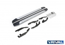 Порог-площадка "Bmw-Style" B173AL + комплект крепежа RIVAL Ssang Yong Actyon 2010-2013-  B173AL.5303.2