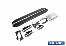 Порог-площадка "Premium-Black" A193ALB + комплект крепежа RIVAL Nissan Pathfinder 2014-2017  A193ALB.4107.1