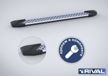 Порог-площадка "Bmw-Style" D193AL + комплект крепежа RIVAL Mitsubishi L200  D193AL.4003.1