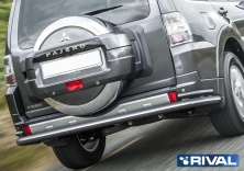 Защита заднего бампера d76+d42 RIVAL Mitsubishi Pajero IV 2011-2014-  R.4002.015