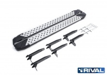 Порог-площадка "Bmw-Style" D193AL + комплект крепежа RIVAL Volkswagen Amarok 2010-2016  D193AL.5803.1