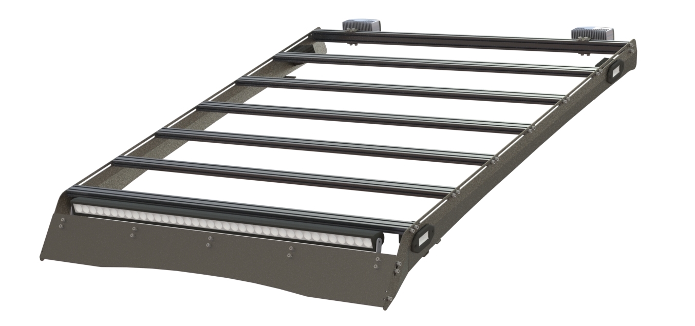 Багажник экспедиционный STC Nissan Navara с дальним, рабочим и задним светом  STC-NN-TR-L1L2L3