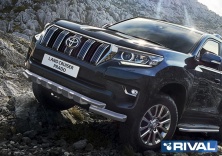 Защита переднего бампера d76+d57 с профильной защитой картера RIVAL Toyota Land Cruiser 150 Prado 2017-  R.5721.010