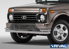 Защита переднего бампера d57+d42 RIVAL Lada 4х4 Urban 3d 2014-  R.6004.002