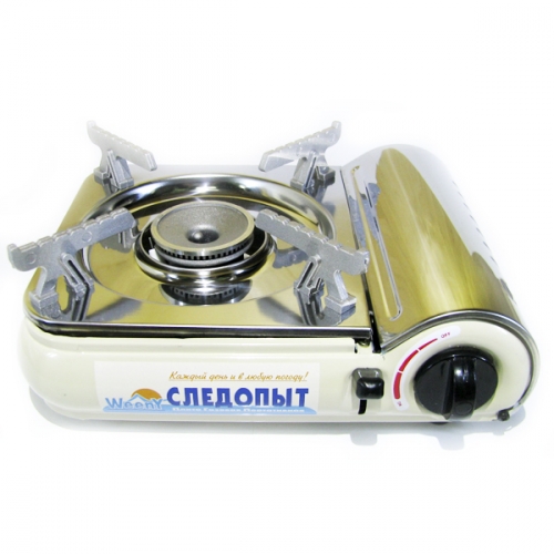 Плита газовая портативная СЛЕДОПЫТ WeenY нержавеющая сталь цанговый баллон  PF-GST-N04