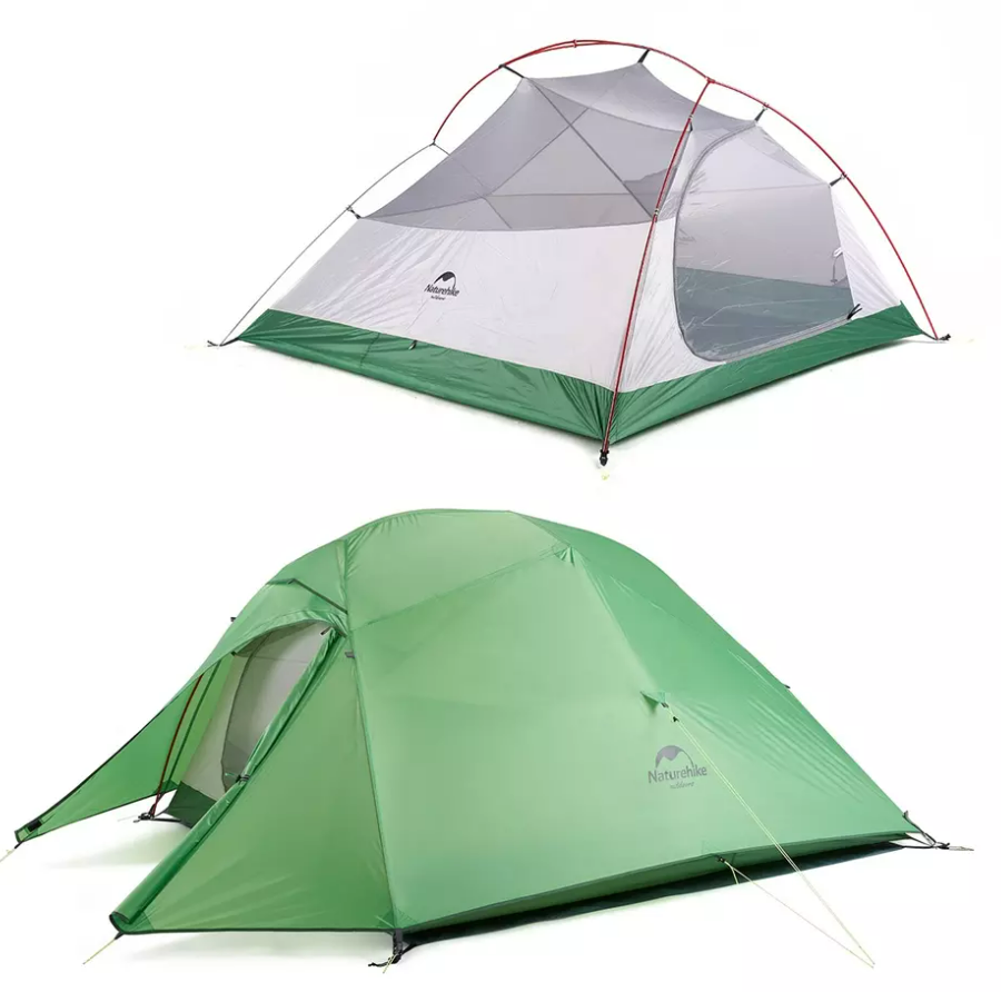 Палатка Naturehike Cloud Up 3-местная, алюминиевый каркас, сверхлегкая, зеленый NH18T030-T-TBGR