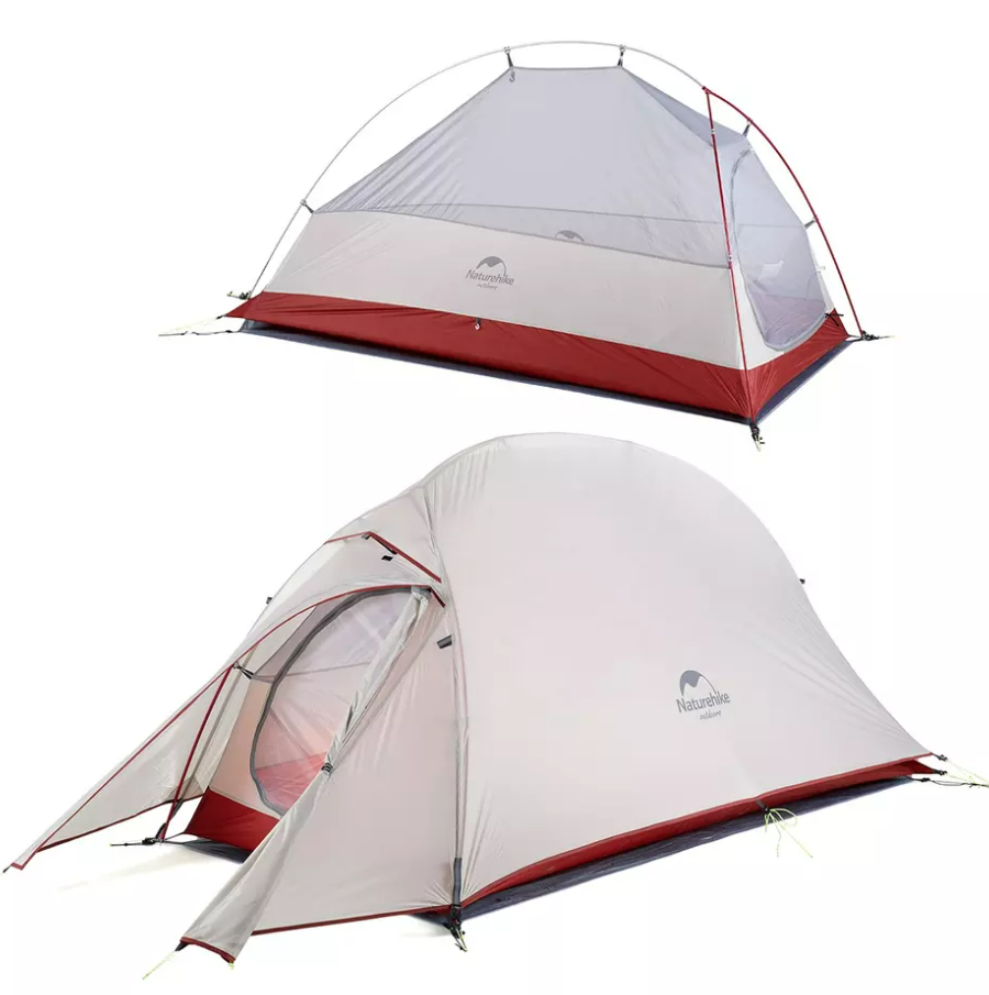 Палатка Naturehike Cloud Up Si 1-местная, алюминиевый каркас, сверхлегкая, серо-красный NH18T010-T-DLG