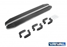 Порог-площадка "Premium-Black" A173ALB + комплект крепежа RIVAL Nissan Pathfinder  A173ALB.4105.1
