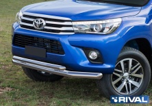 Защита переднего бампера d76+d57 (кроме Exclusive) RIVAL Toyota Hilux 2015-  R.5716.001