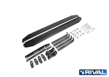Порог-площадка "Premium-Black" A193ALB + комплект крепежа RIVAL Ssang Yong Actyon Sport 2012-  A193ALB.5304.1