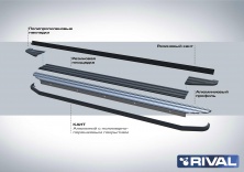 Порог "Premium-Black" RIVAL Great Wall/ Mitsubishi/ Nissan/ Renault Duster/ Ssang Yong/ Suzuki  A173ALB