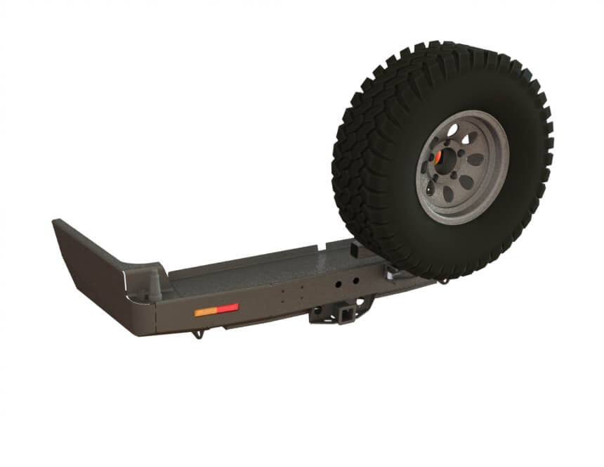 Бампер силовой задний Toyota Land Cruiser 105 с квадратом под фаркоп, калиткой и дублирующими фонарями STC-TLC105-BR-L1-C2