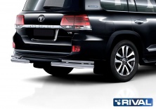 Защита заднего бампера d76+d42 уголки RIVAL Toyota Land Cruiser 200 Executive 2016-2017  R.5717.015