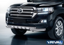 Защита переднего бампера d76+d57 с профильной защитой картера RIVAL Toyota Land Cruiser 200 2015- R.5717.004