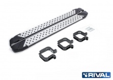 Порог-площадка "Bmw-Style" D173AL + комплект крепежа RIVAL Mitsubishi Pajero Sport 2008-2016  D173AL.4003.1