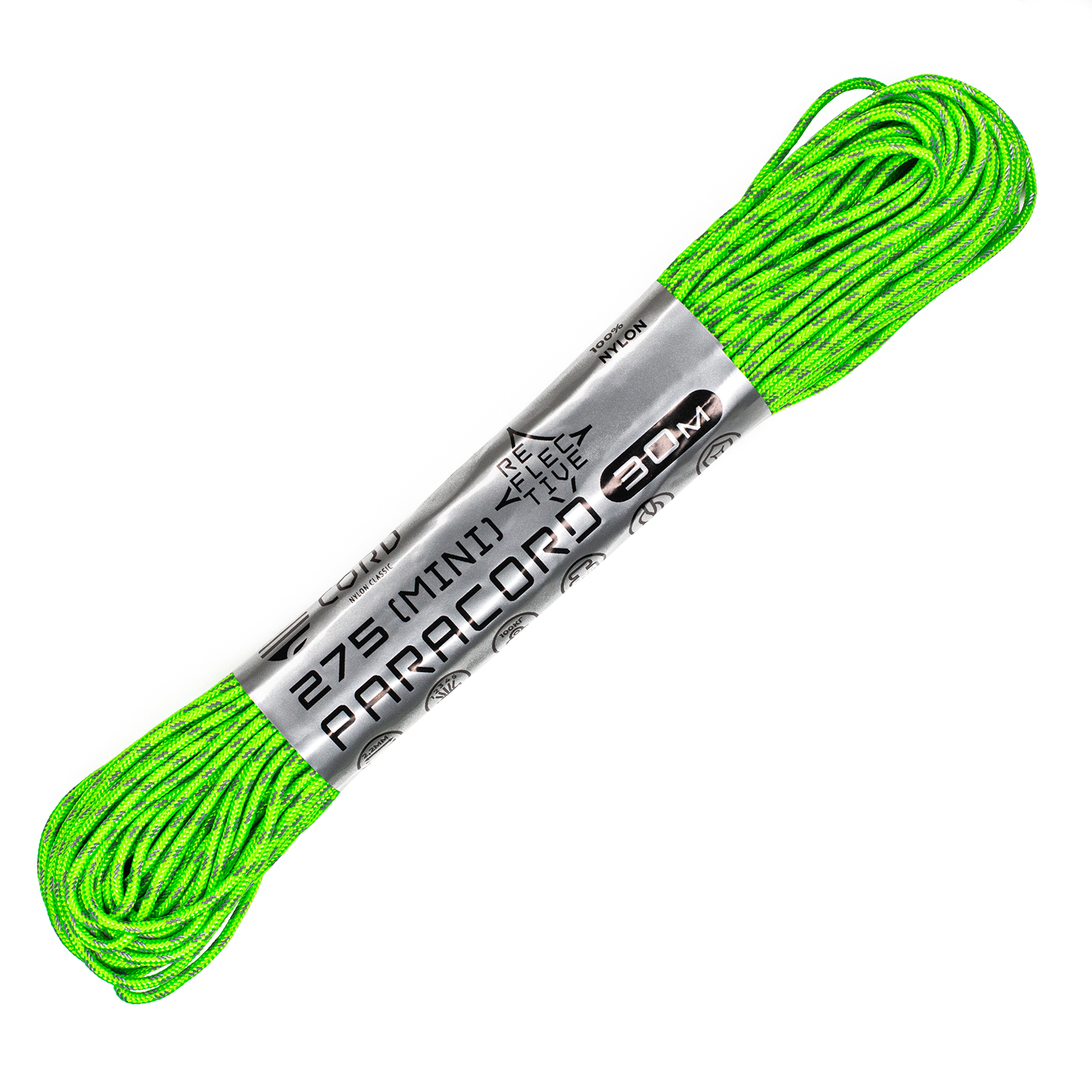 Паракорд 275 (мини) CORD nylon 30м световозвращающий (neon green)  275.N30.LM.N.GR