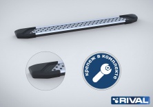 Порог-площадка "Bmw-Style" D173AL + комплект крепежа RIVAL Ssang Yong Kyron 2007-  D173AL.5301.1