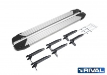 Порог-площадка "Silver" F193AL + комплект крепежа RIVAL Volkswagen Amarok 2010-2016  F193AL.5803.1