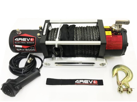 Лебедка автомобильная 4REVO SRX 12000 12В синтетический трос 4R-W123B-12