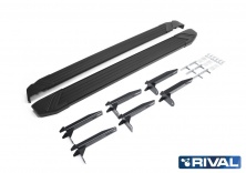 Порог-площадка "Black" F193ALB + комплект крепежа RIVAL Volkswagen Amarok 2010-2016  F193ALB.5803.1