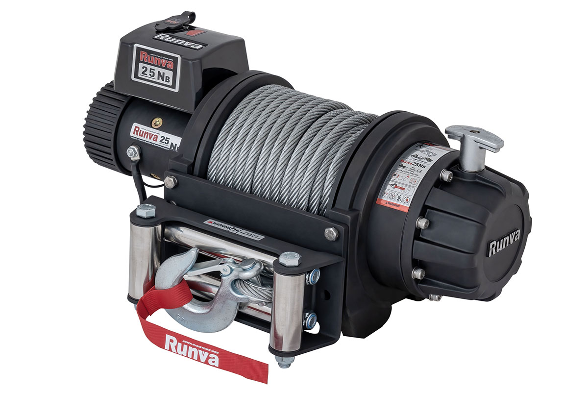 Лебёдка электрическая 24V Runva 25000 lbs влагозащищенная, стальной трос EWB25000S24V