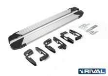 Порог-площадка "Silver" F173AL + комплект крепежа RIVAL Mitsubishi Pajero IV  F173AL.4002.1