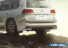 Защита заднего бампера d76+d42 уголки RIVAL Toyota Land Cruiser 200 Excalibur 2017-  R.5719.004