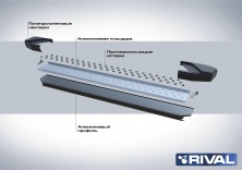 Порог "Bmw-Style" RIVAL  Mitsubishi/Nissan Terrano/ Renault Duster/ Ssang Yong/ Suzuki D173AL