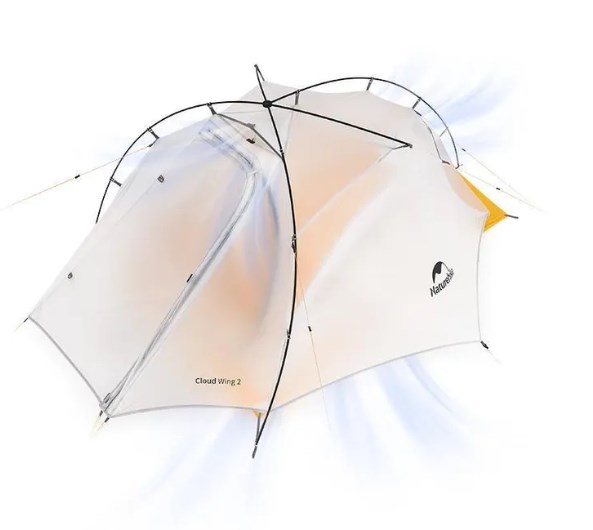 Палатка Naturehike Cloud Up-Wing Si 2-местная, алюминиевый каркас, серо-желтая NH19ZP083-2-2WDGRYE