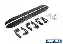 Порог-площадка "Premium-Black" A173ALB + комплект крепежа RIVAL Mitsubishi Pajero IV  A173ALB.4002.1