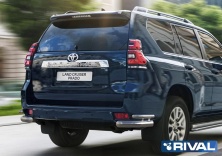 Защита заднего бампера d76+d42 уголки RIVAL Toyota Land Cruiser 150 Prado 2017-  R.5721.007