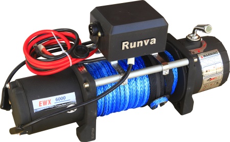 Лебёдка электрическая 12V Runva 6000lbs, 2500кг, синтетический трос  EWX6000SR
