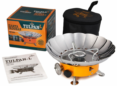 Плита газовая мини в сумке с ветрозащитой TOURIST TULPAN-L  TM-450