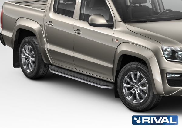 Порог-площадка "Premium" A193ALP + комплект крепежа RIVAL Volkswagen Amarok 2010-2016  A193ALP.5803.1