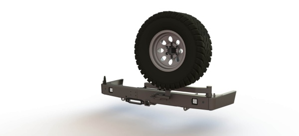 Бампер силовой задний Toyota Land Cruiser Prado 150 с квадратом под фаркоп, площадкой под лебедку, калиткой и противотуманными фарами