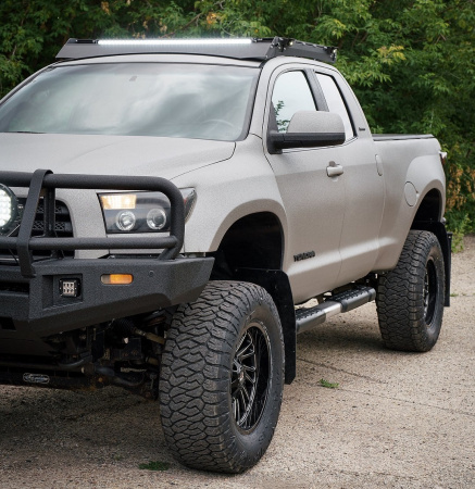 Багажник экспедиционный Toyota Tundra Double Cab 2006-2021 ШТОРКА дальний, рабочий, задний свет STC-TTDC/06-TR1+L1L2L3