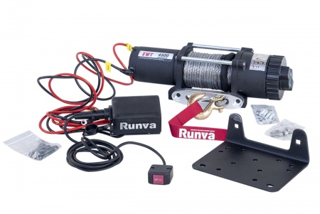 Лебёдка электрическая 12V Runva 4500Albs, синтетический трос   EWT4500ASR