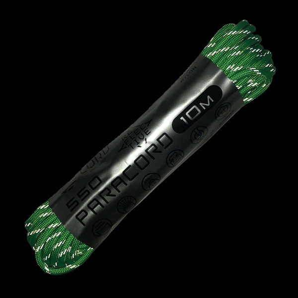 Паракорд 550 CORD nylon 10м световозвращающий (neon green)  550.N10.LM.N.GR