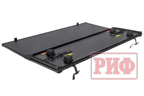 Крышка кузова РИФ для Mitsubishi L200 2024+, трёхсекционная 1545x1600/1550 мм, алюминиевая, черная ZT53B