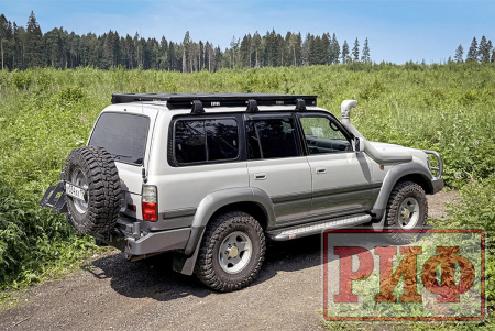 Багажник экспедиционный (платформа) алюминиевый РИФ 1250x2080 мм для Toyota Land Cruiser 80 (с крепежом) RIF080-roof4