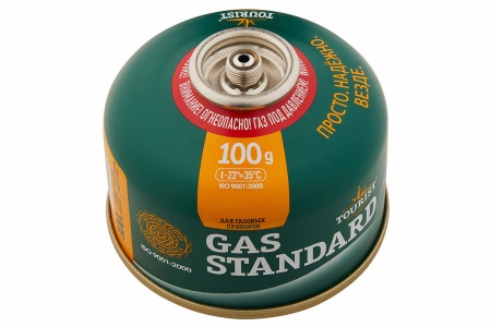 Баллон газовый резьбовой TOURIST STANDARD для портативных приборов 100 г.  TBR-100