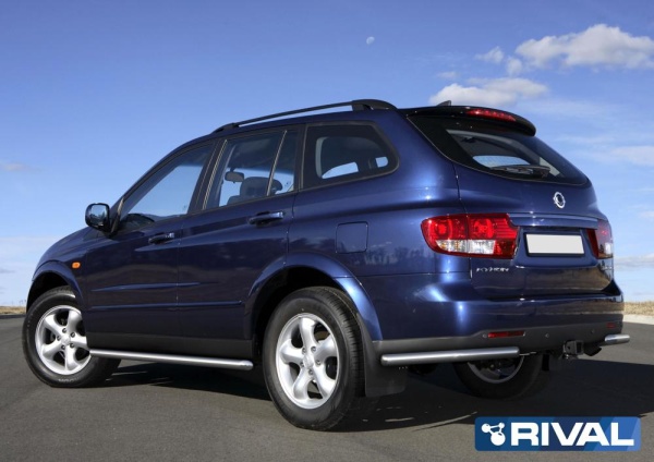 Защита заднего бампера d57 уголки RIVAL Ssang Yong Kyron 2007-  R.5301.017