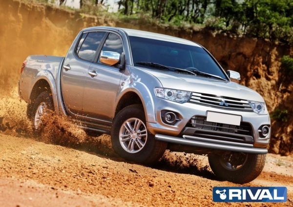 Защита переднего бампера d76+d42 RIVAL Mitsubishi L200 2006-2015 R.4004.016