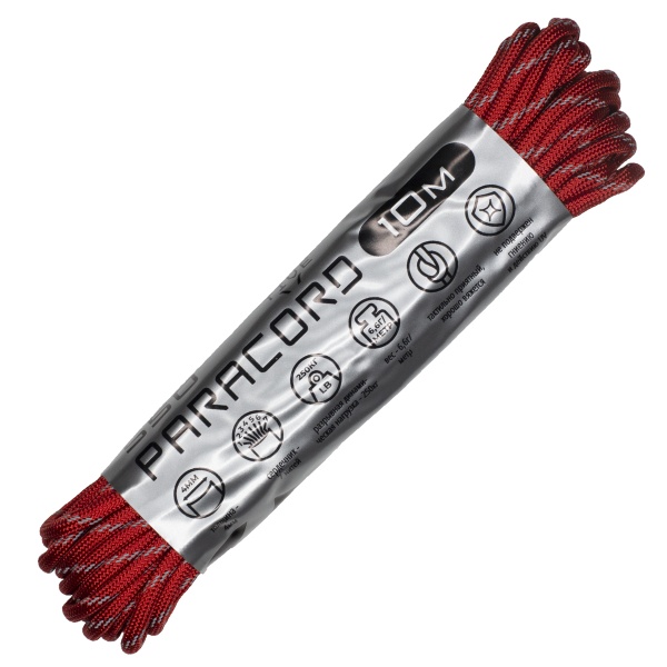 Паракорд 550 CORD nylon 10м световозвращающий (red)  550.N10.LM.R