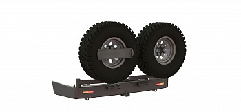 Бампер силовой задний Toyota Land Cruiser 200 с квадратом под фаркоп, двумя калитками и дублирующими фонарями STC-TLC200-BR-L1-2C