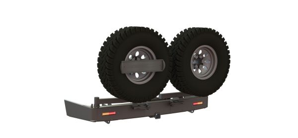 Бампер силовой задний Toyota Land Cruiser 200 с квадратом под фаркоп, двумя калитками и дублирующими фонарями STC-TLC200-BR-L1-2C